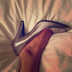 Silver Prada Pumps